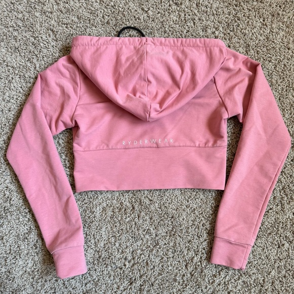 Ryderwear women's pink cropped zip-up hoodie - Picture 2 of 6